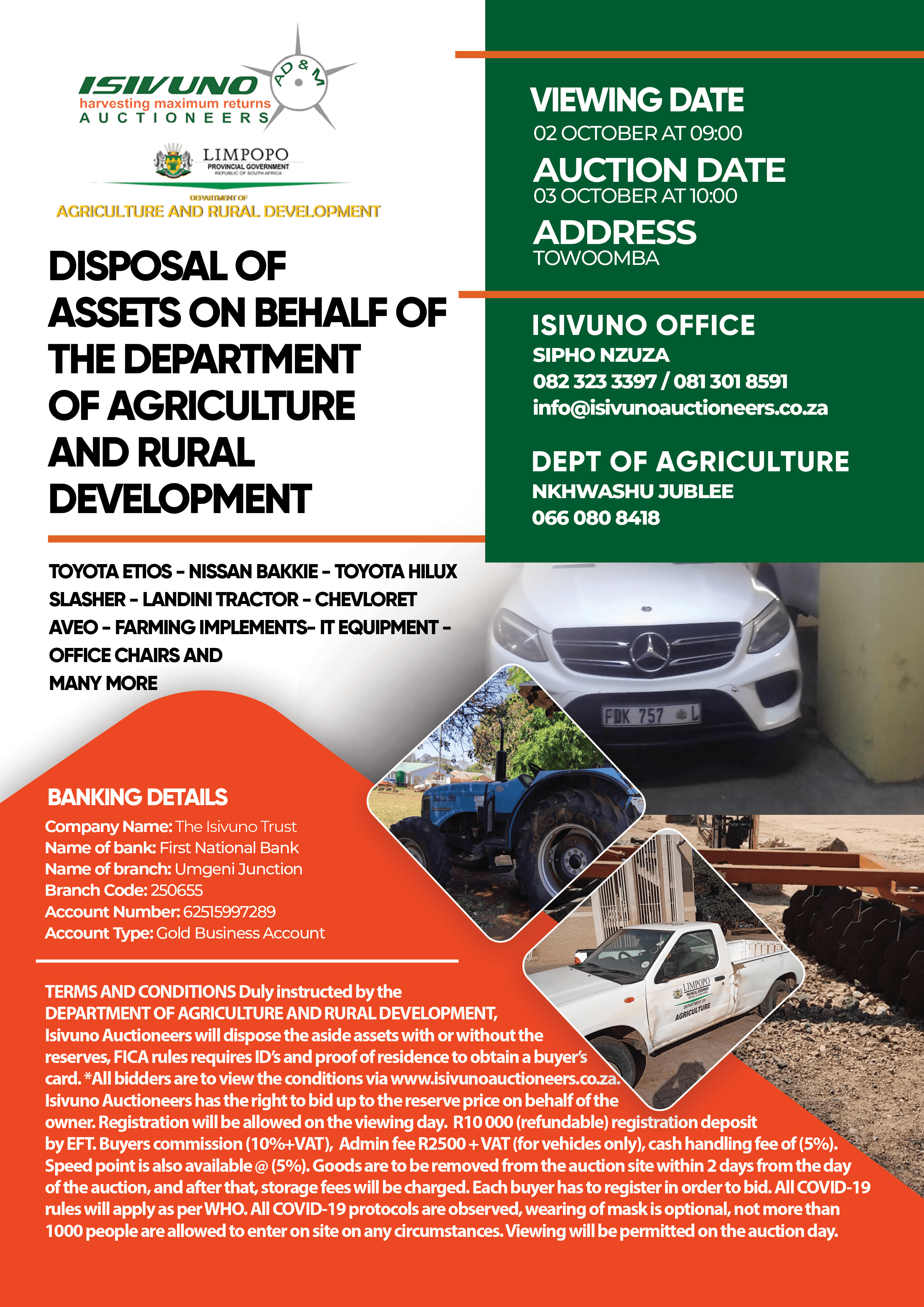 DISPOSAL OF ASSETS ON BEHALF OF DEPT OF AGRICULTURE AND RURAL DEVELOPMENT