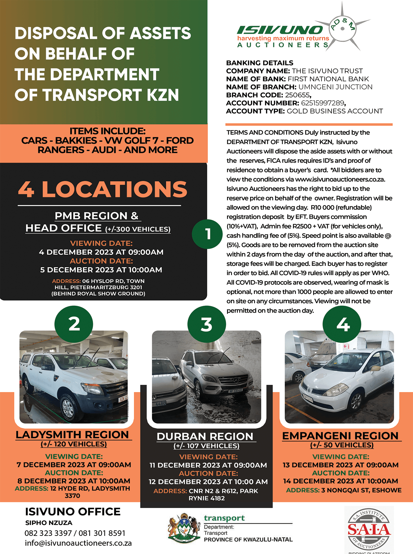 DISPOSAL OF ASSETS ON BEHALF OF THE DEPARTMENT OF TRANSPORT KZN